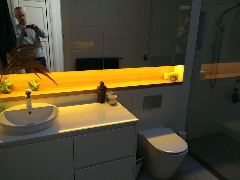 Downstairs bathroom (with me in mirror!)