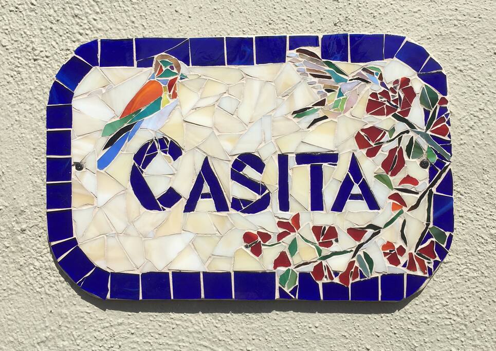 This gorgeous house sign was made by my dear friend who is a local mosaic artist. To see more of her work or to ask her about custom house signs, visit her Etsy shop: FinderKeepersbyNora