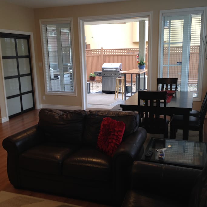Looking out from indoor living area to outdoor living space