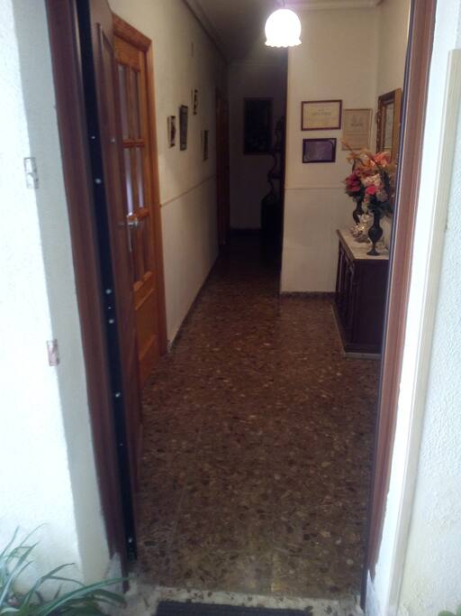 Entrada de la vivienda dormitorio al final del pasillo y baño en el mismo pasillo