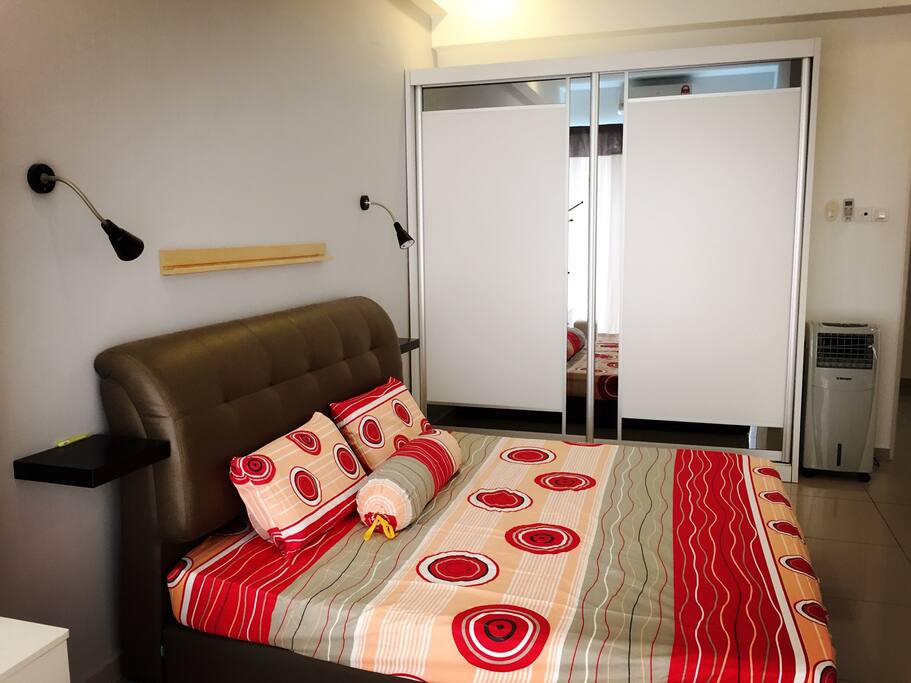 Master bedroom with 8 feet wardrobe .