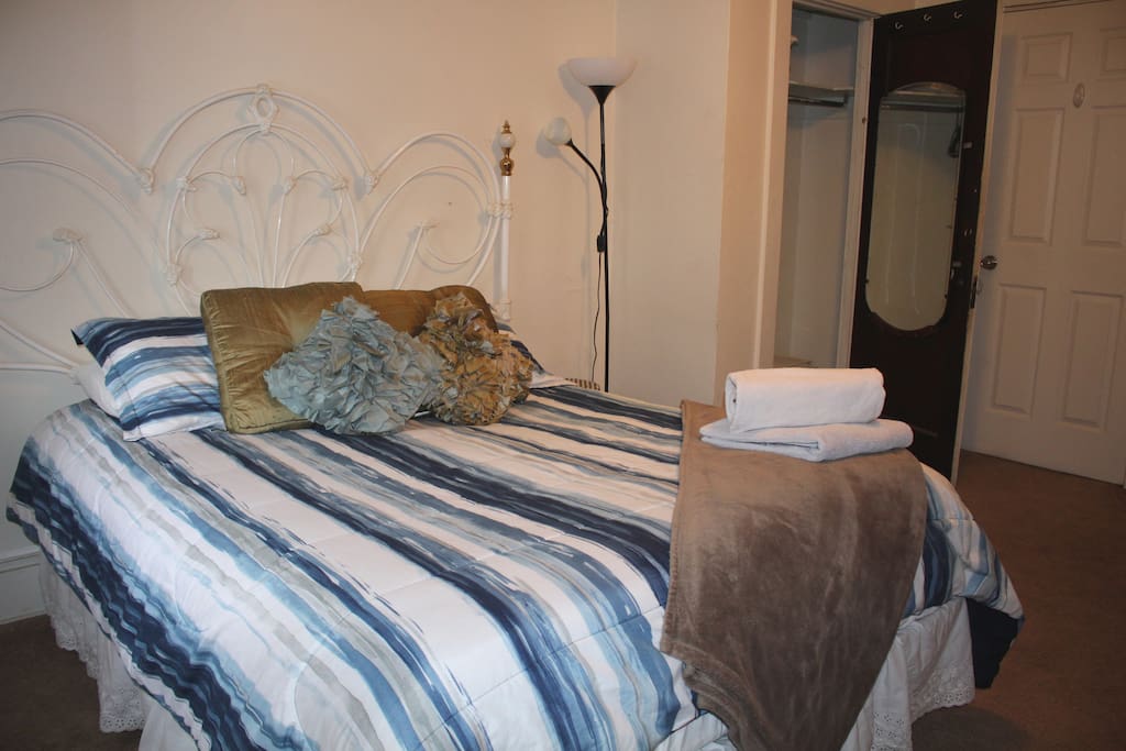 Your room is furnished with a desk, dresser, closet with hangers and beautiful vintage dressing mirror.