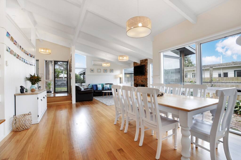 Floor to ceiling windows overlooking the garden