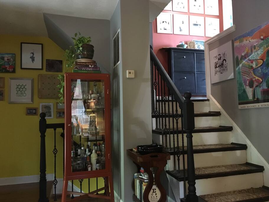 The house has over 175 pieces of art hanging throughout it - it's practically a museum of comic and pop culture art and portraits.