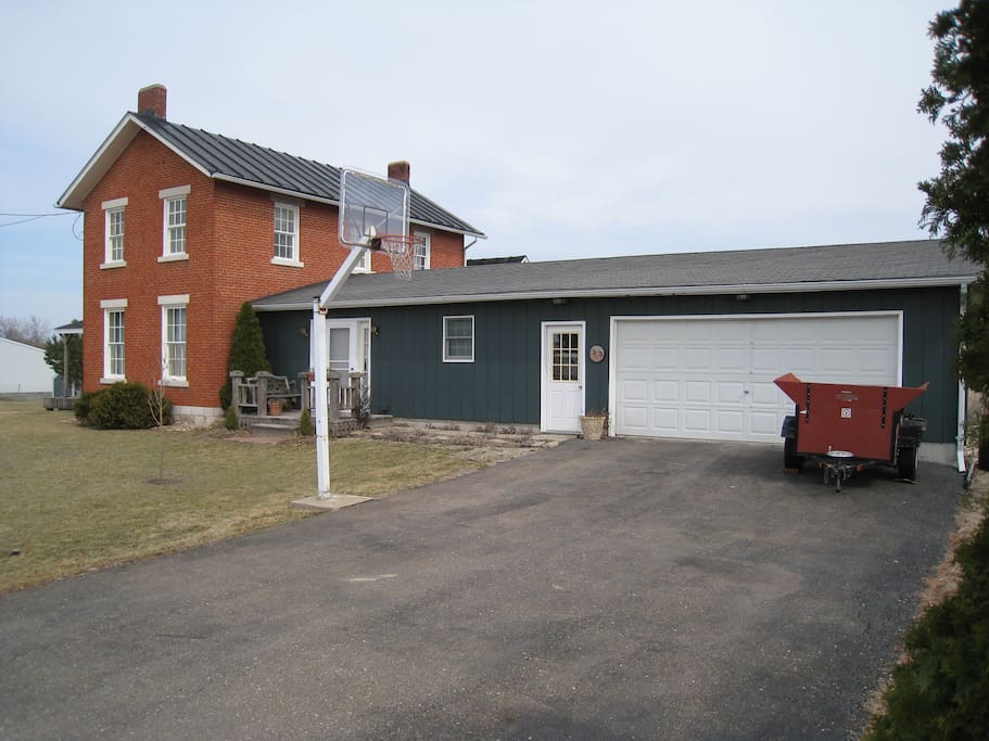The original building is the brick. There are several additions to the home over the years!
