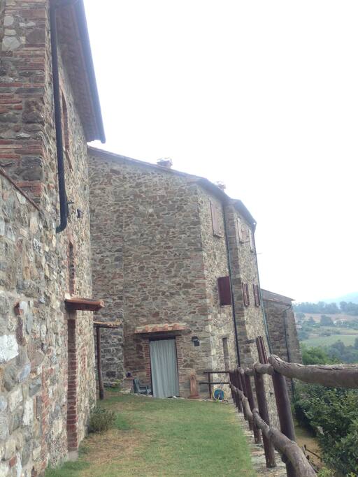 Parte del giardino esterno e vista tergale di tutta la casa