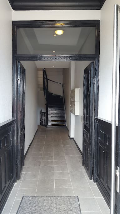 The main entrance to the building