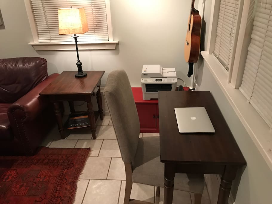 desk with later printer