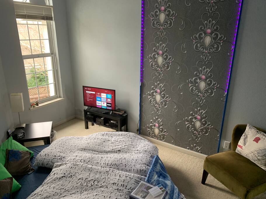 Our little music room offers a CD Player, Over the Air TV with free Amazon Video access. And you can use your own Netflix or Hulu Login here!