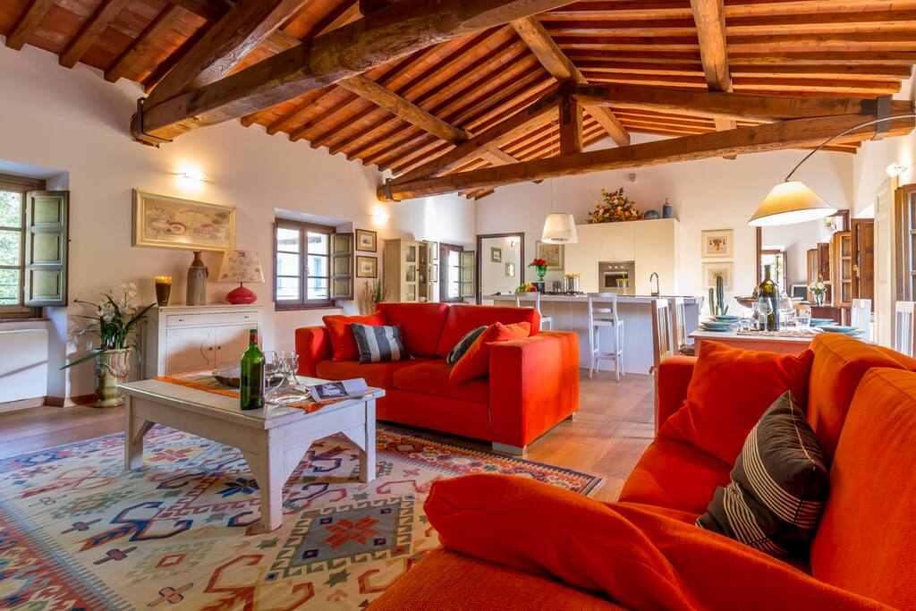Living room with sitting area with a sleeping sofa