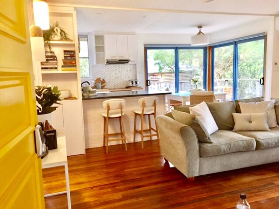 Recently renovated kitchen and living area.