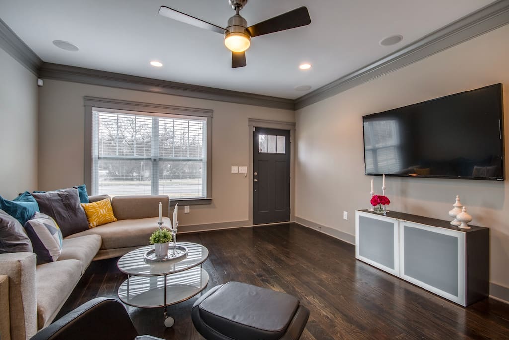 Kick back and watch a movie on the 60" flat screen.