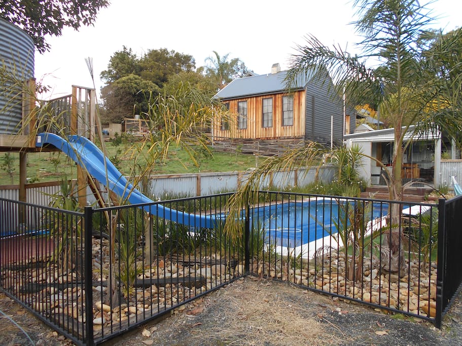 The solar heated swimming pool