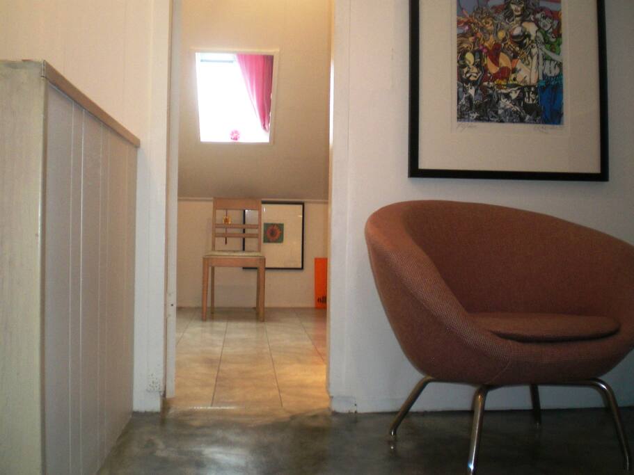 the whole loft is for you, open space and bedroom both with roof windows.