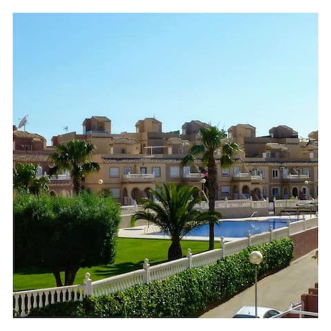 Popular Airbnb listing: Sunny Poolside House sea and mountain views in Santa Pola