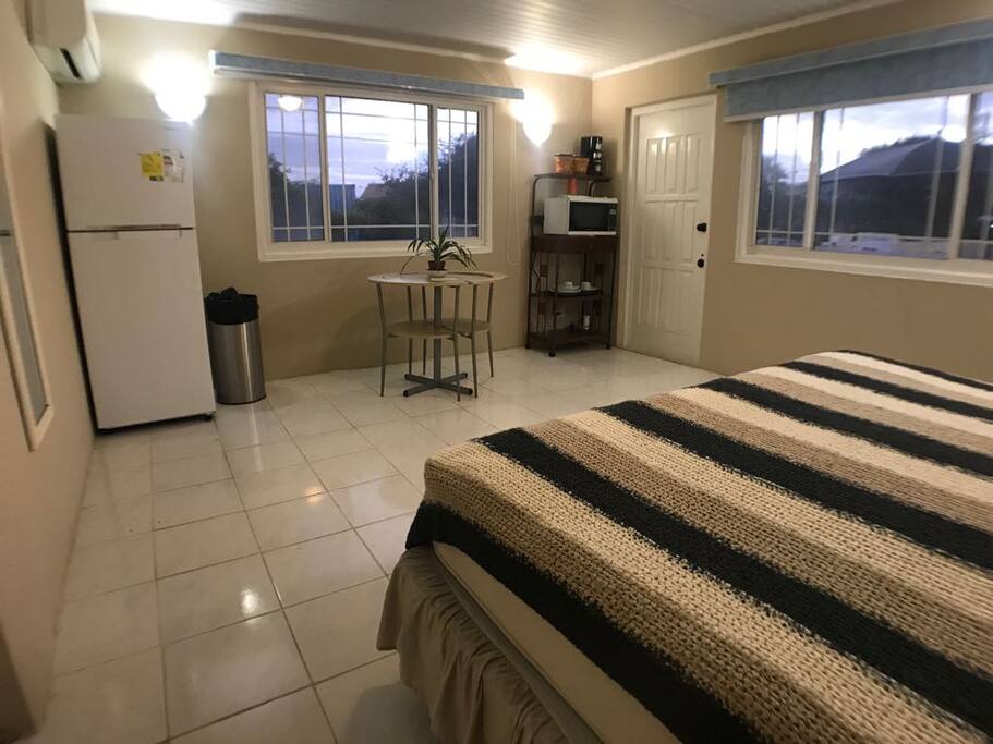 Studio with full sized fridge
