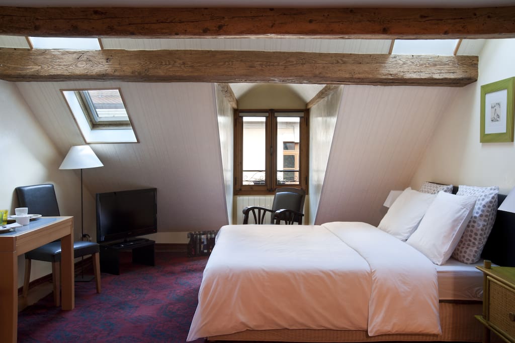 confortable pièce à vivre séparée du reste de l'appartement par une double porte vitrée à la française