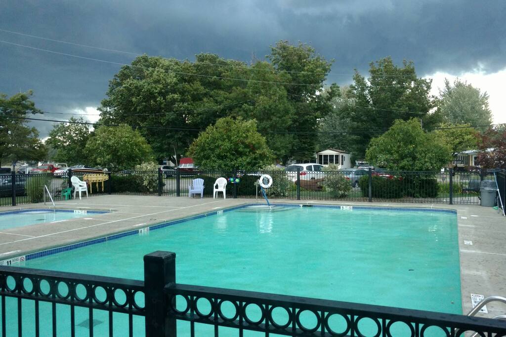 View of pool from master bedroom