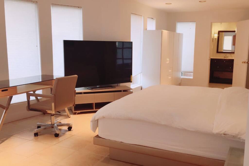 Work place and TV. We have Netflix, YouTube and more!