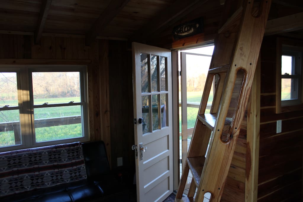 Ladder in living area to loft
