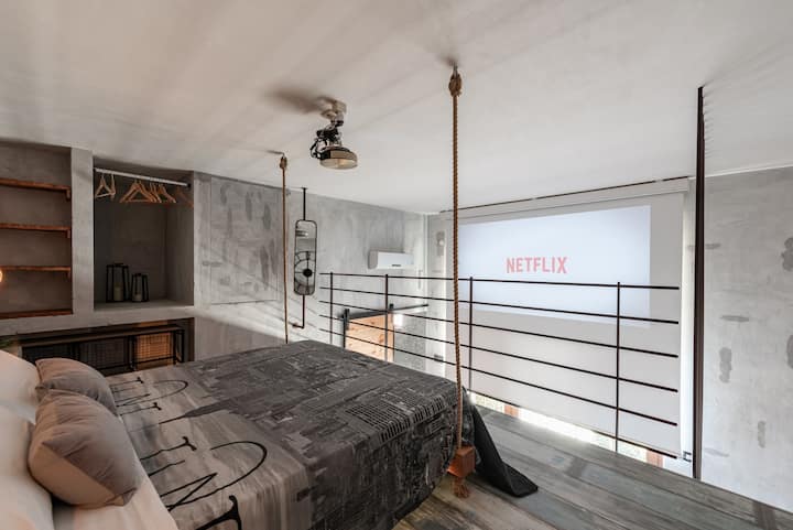 Bedroom with cinema