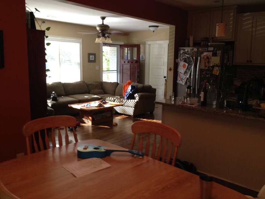 Living, dining and kitchen area