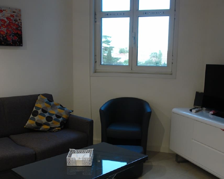 Le salon avec un mobilier contemporain