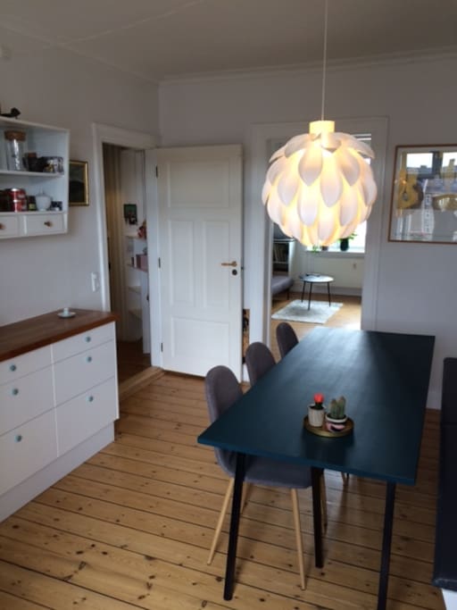 Big kitchen with eating area