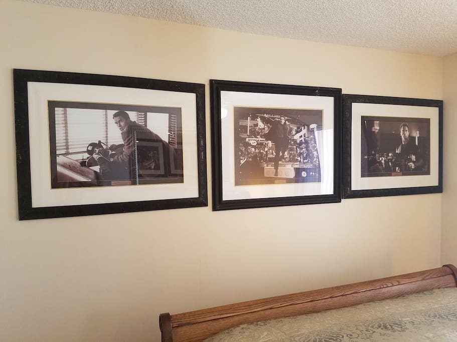 Enjoy these framed movie prints in this one-of-a-kind themed private suite