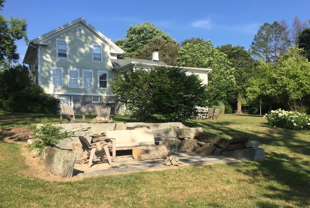 Back view of the house and seating area