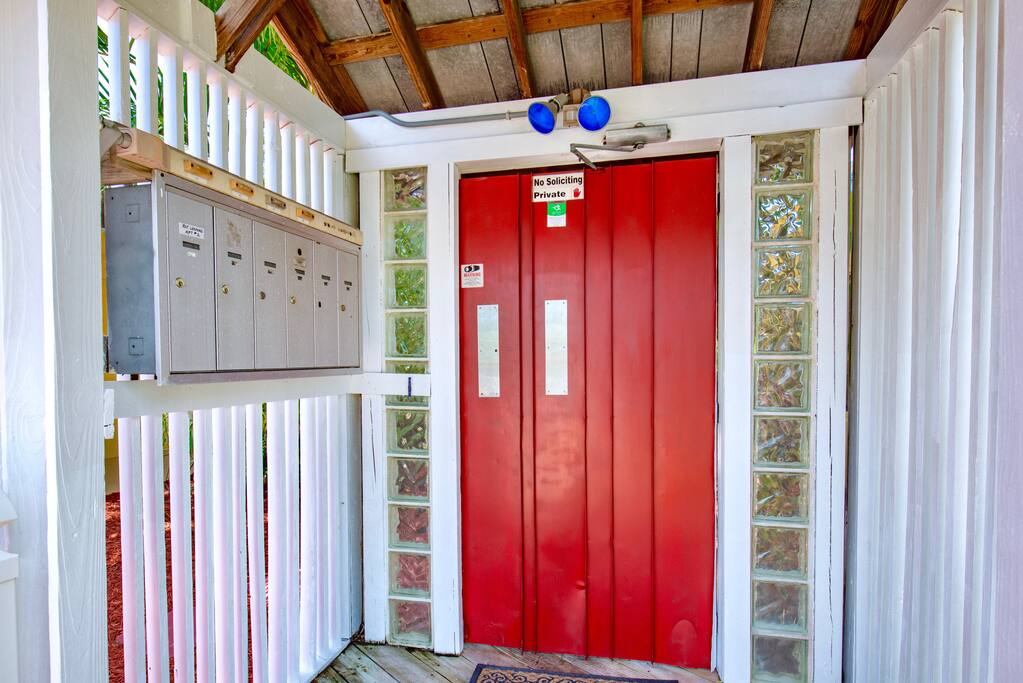 Property Entrance with motion lights for guests arriving after dark.