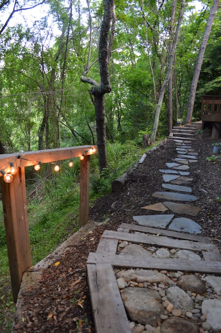 The stone path to a private retreat.