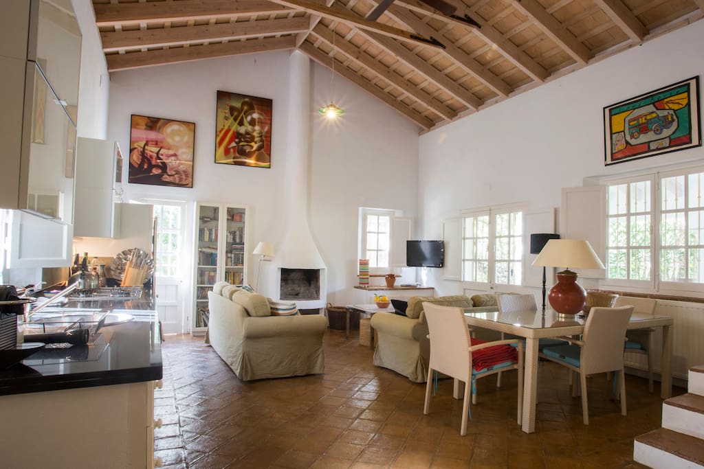 open plan kitchen and sitting room