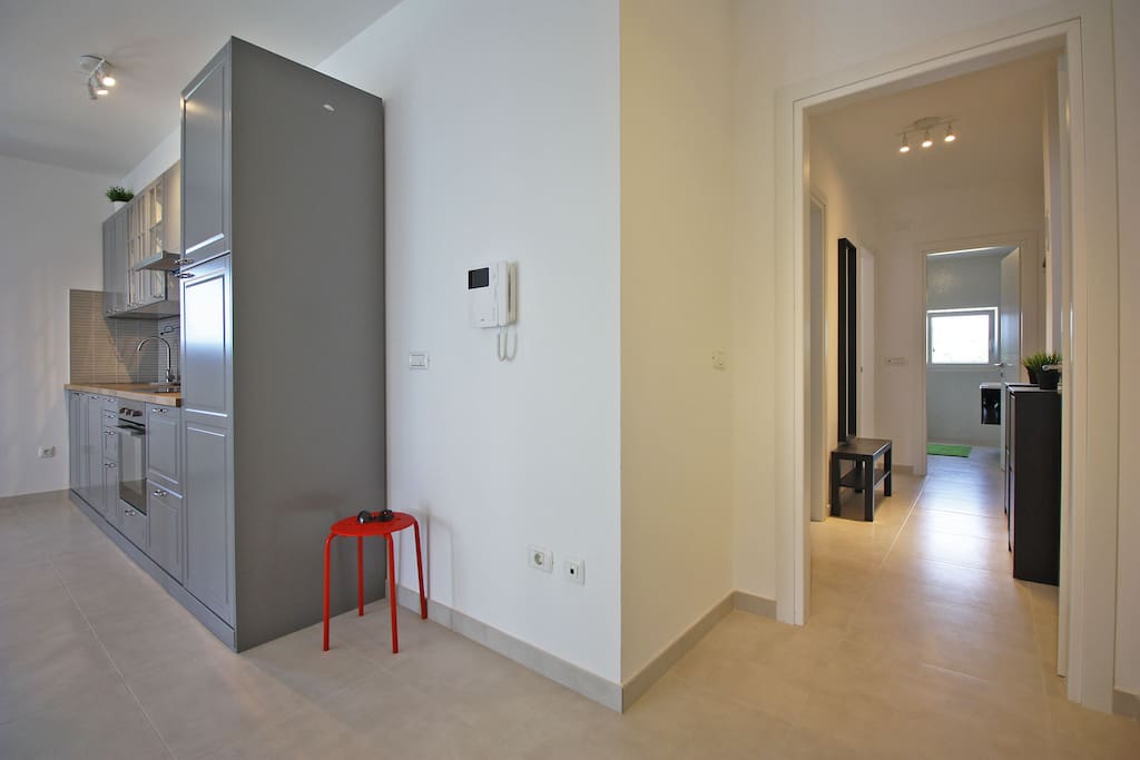 Kitchen and hall
