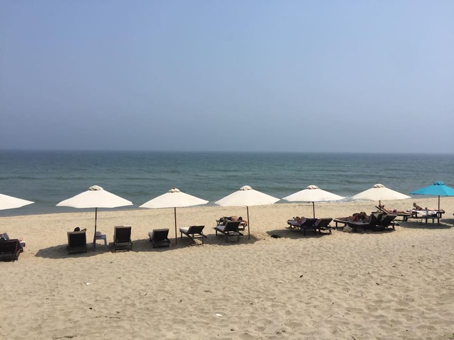 The Tan Thanh Beach about 9m by walk ( private beach with many umbrella and bed) you can sunshine here