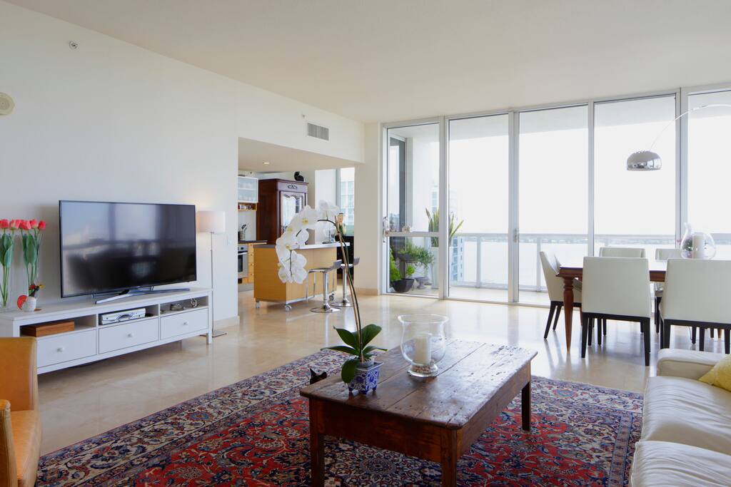 Living room with smart tv