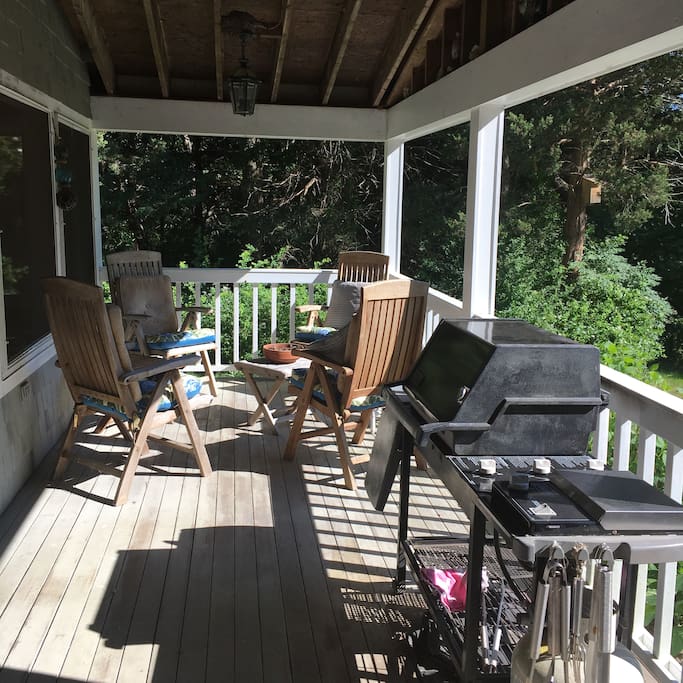 Great porch to enjoy morning coffee and local newspaper