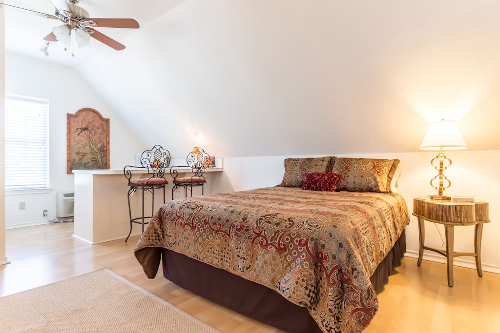 Queen-sized bed with wonderfully soft sheets!