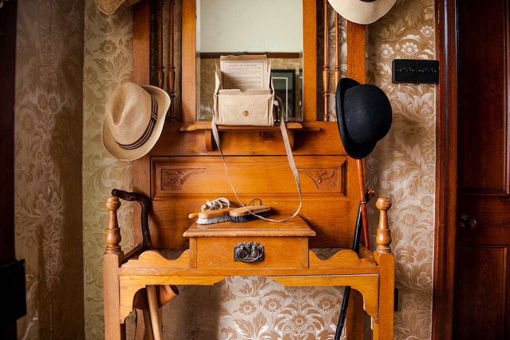 Hat stand in the hallway.