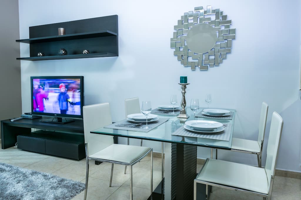 Dinning area, dinner set for 6 persons