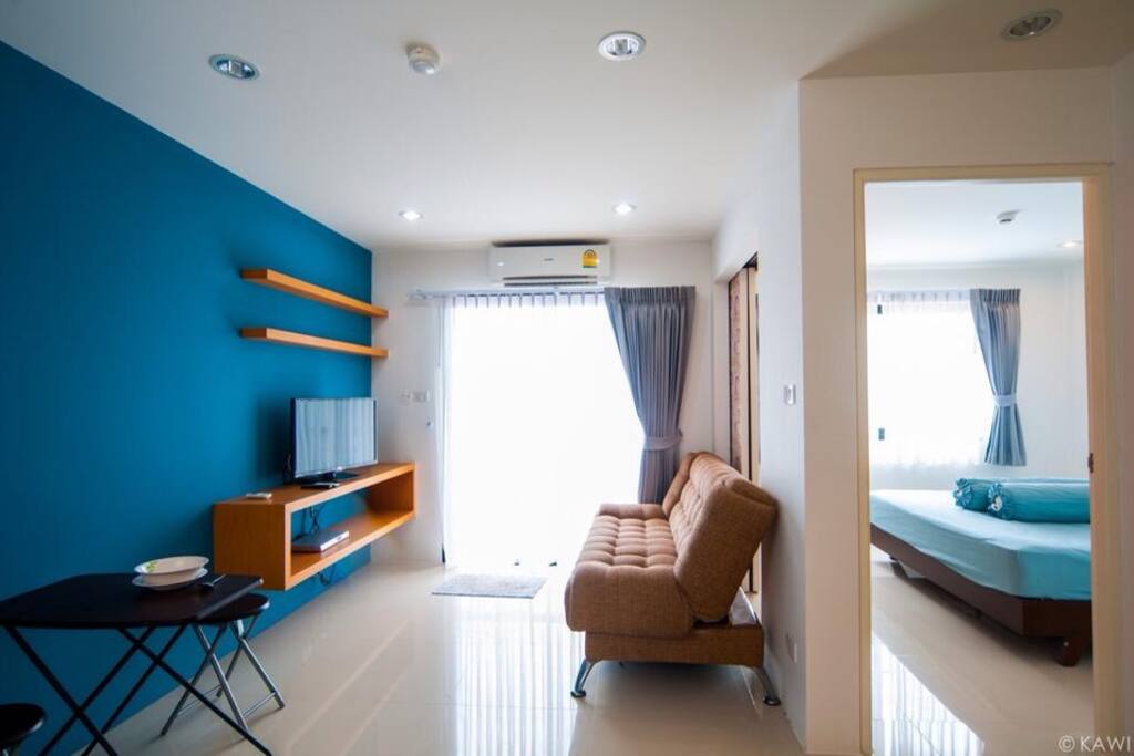 Living Room with Sofa Bed, LCD TV, DVD Player