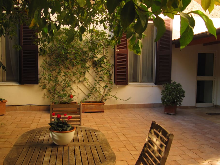 A private garden for hours of relaxing under a lemon tree.
