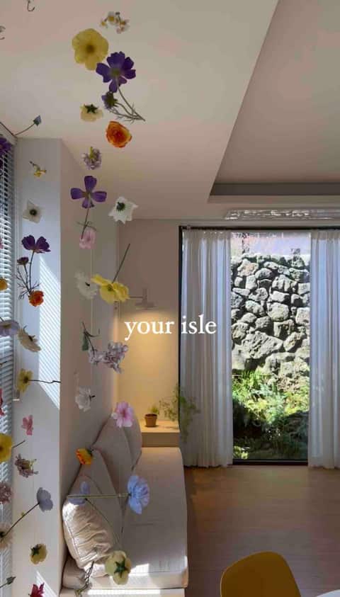 # Your Isle/Jeju Private House Accommodation/Emotional loft accommodation with outdoor bath, stone wall and garden/Discount applied