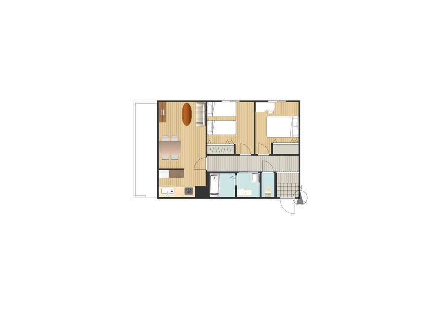 78sqm 2 bed-room flat including large balcony