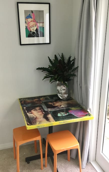 A little table to sit and work at or have a meal.