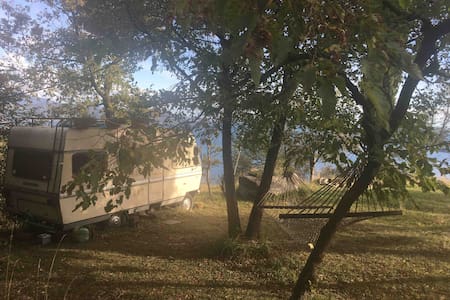 Camper vintage  tra bosco lago “Stato di grazia”