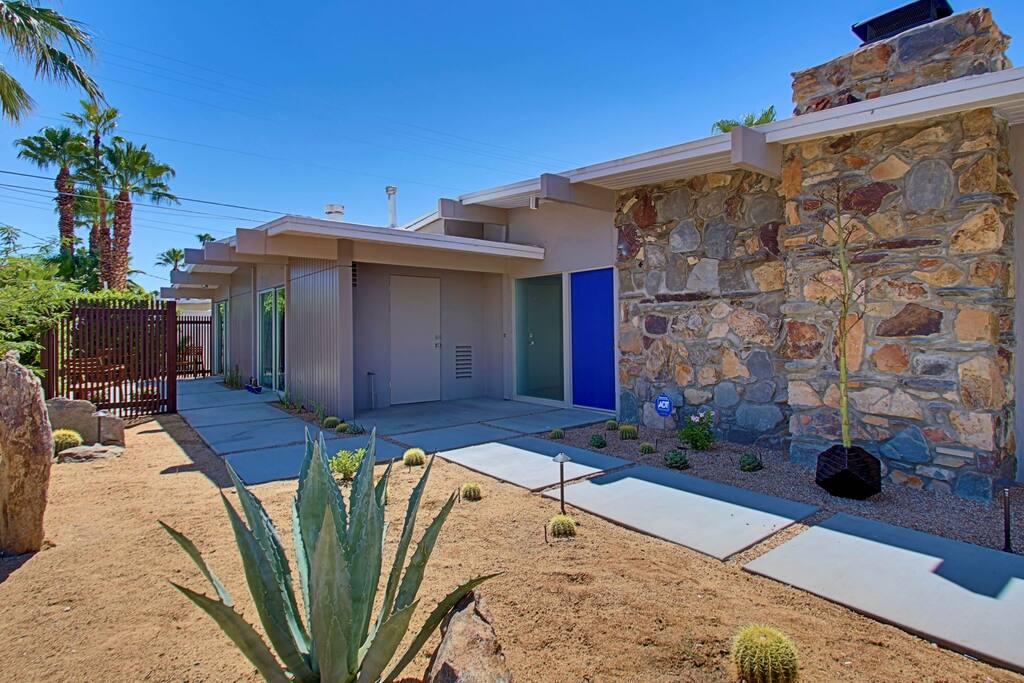Walk path and front room patios.