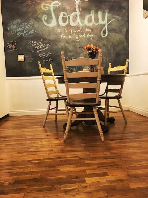 Find a personalized message on our chalkboard wall and leave one of your own!