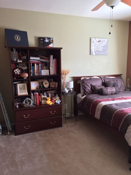 Multiple books to read, iron, and ironing board