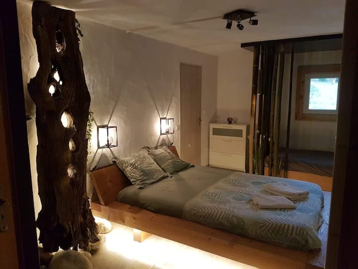 spacious bed for 2 people